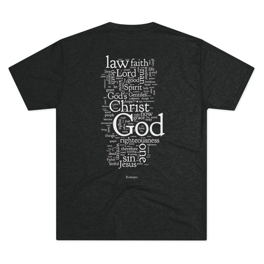 Inspirational Christian Unisex Tri-Blend Crew Tee - Romans Faith Design