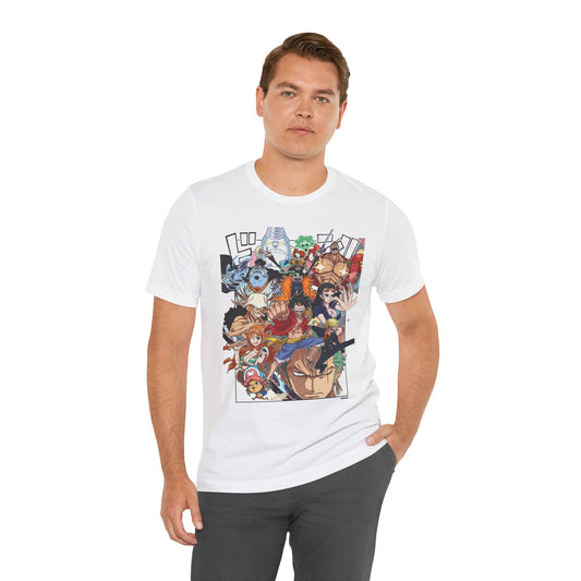 Anime Character Collage Unisex Jersey Tee - Perfect for Fans & Gifts