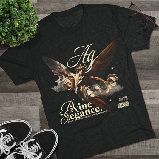 Divine Elegance Unisex Tri-Blend Crew Tee - Vintage Angel Graphic T-Shirt