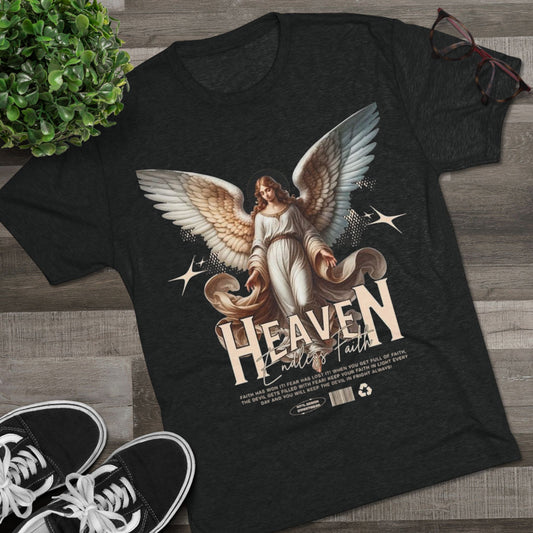 Heavenly Faith Unisex Tri-Blend Crew Tee | Spiritual Winged Design