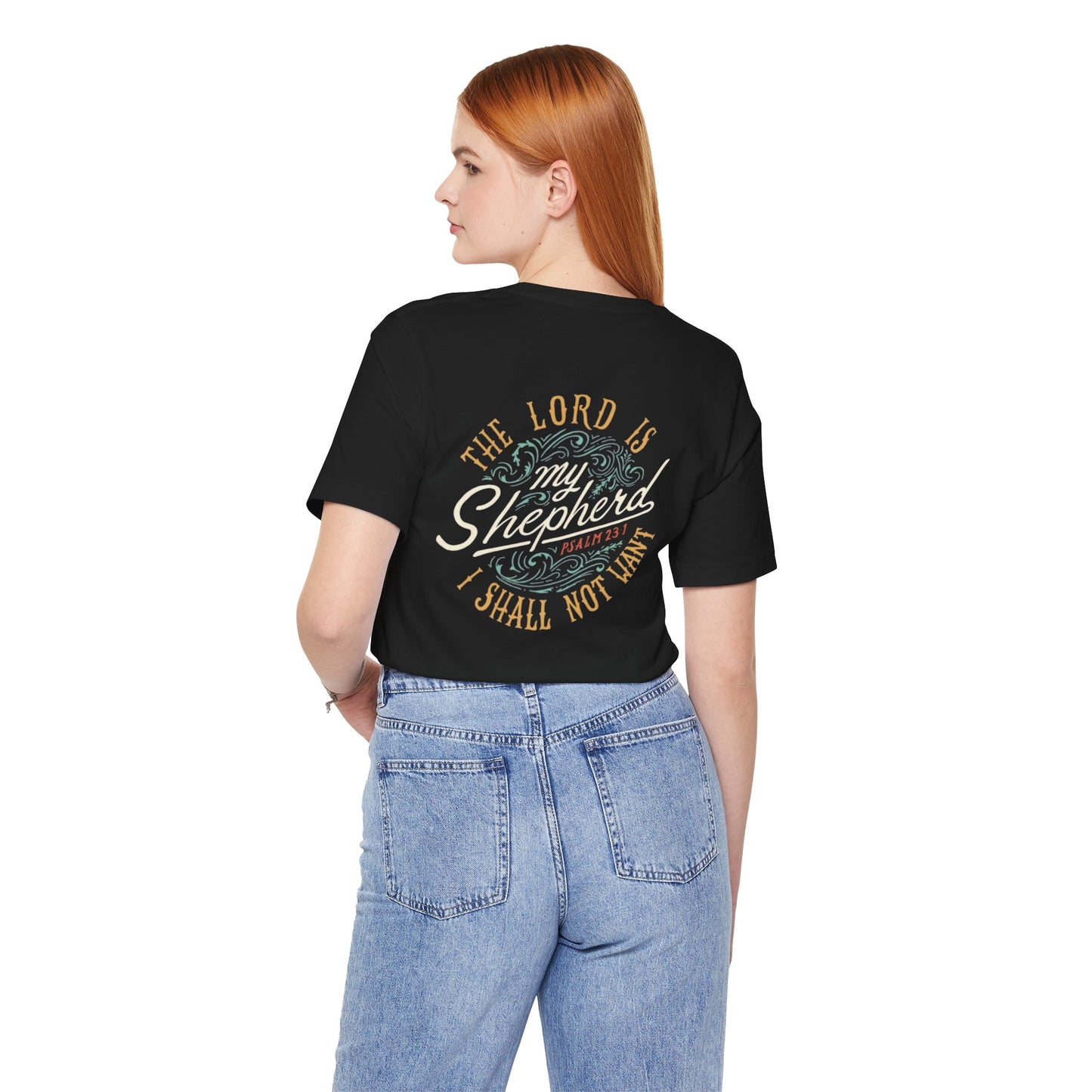 Inspirational Christian Tee - 'The Lord is My Shepherd' Psalm 23:1 Unisex Jersey Short Sleeve T-Shirt