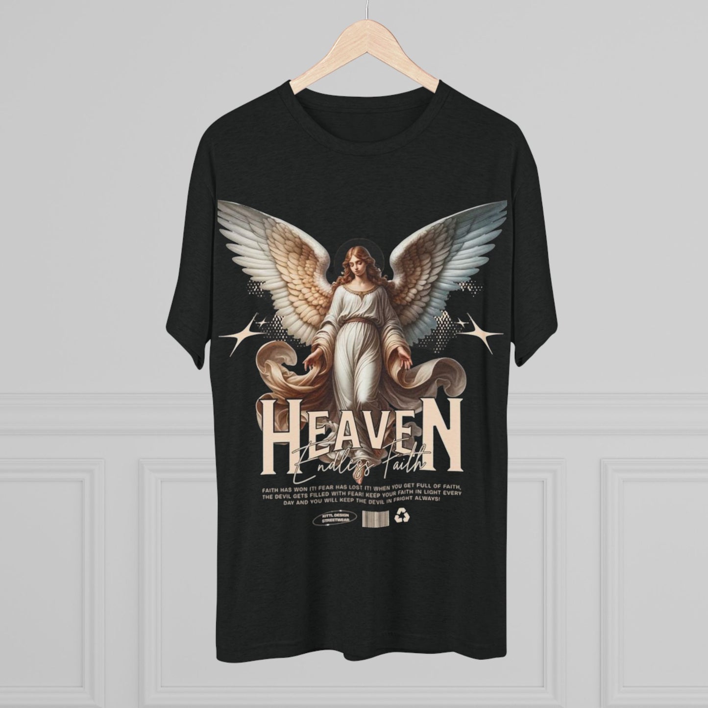 Heavenly Faith Unisex Tri-Blend Crew Tee | Spiritual Winged Design