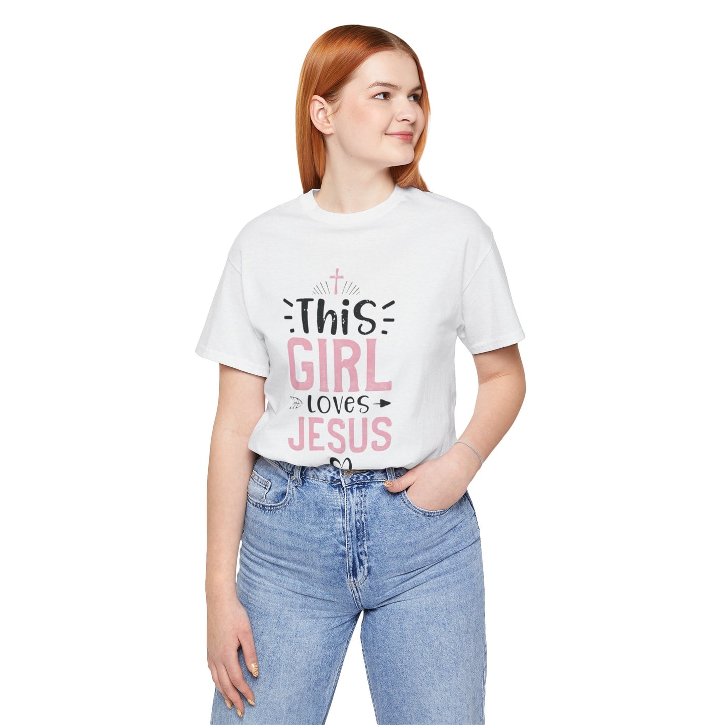 This Girl Loves Jesus Tee - Inspirational Unisex Short Sleeve T-Shirt