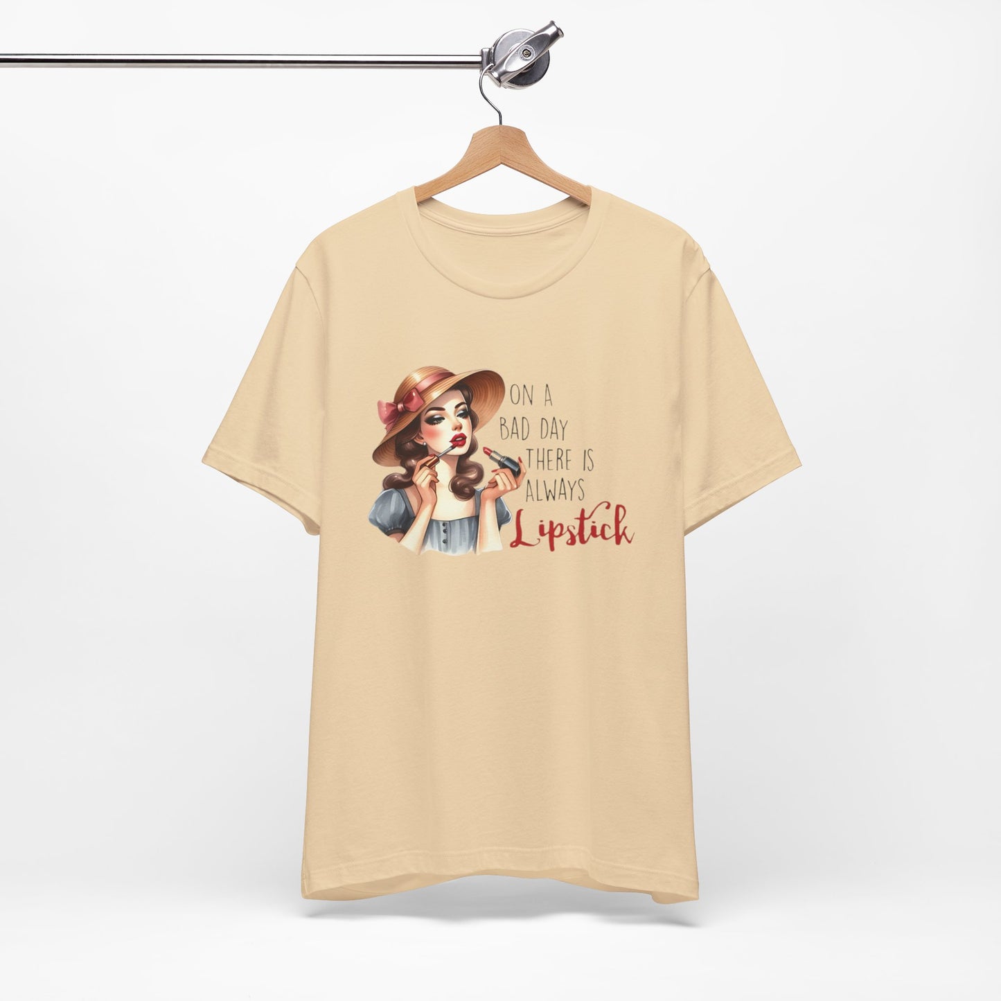 "On a Bad Day, There is Always Lipstick" Unisex Jersey Tee - Fashionable & Fun T-Shirt for Makeup Lovers