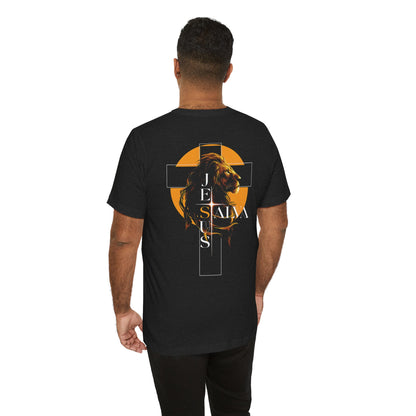 Unisex Jersey Short Sleeve Tee - Jesus Saves Lion Graphic Tee