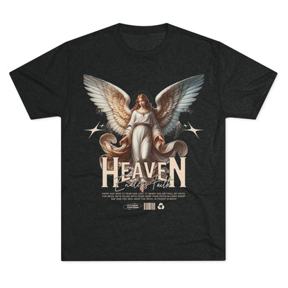 Heavenly Faith Unisex Tri-Blend Crew Tee | Spiritual Winged Design
